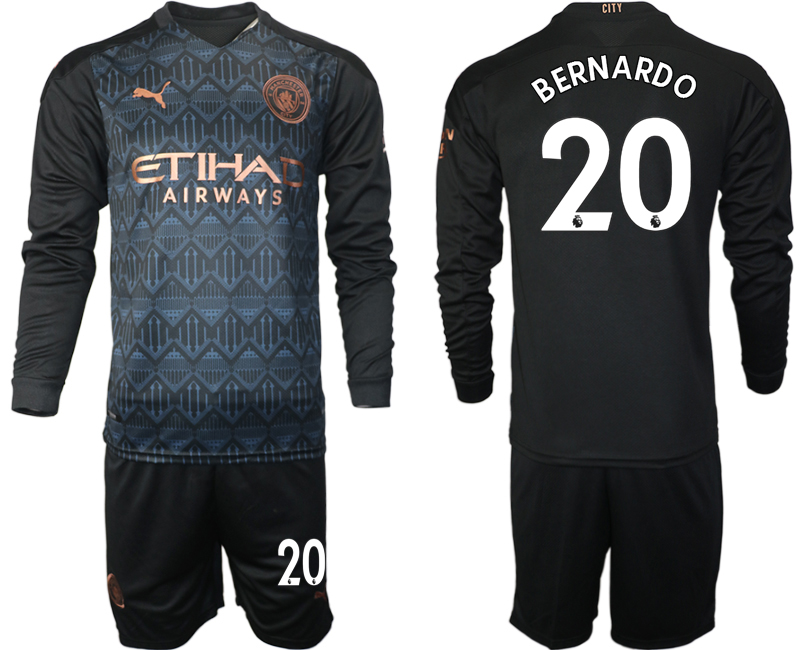 Men 2021 Manchester city home long sleeve #20 soccer jerseys